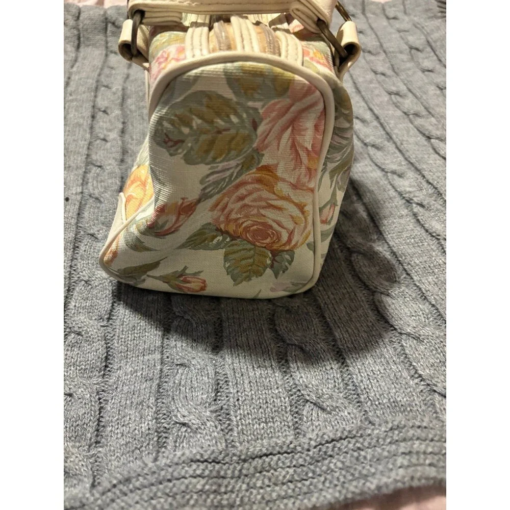 Vintage Sasson Pastel Tulip Floral Tapestry Satchel Handbag 1980s